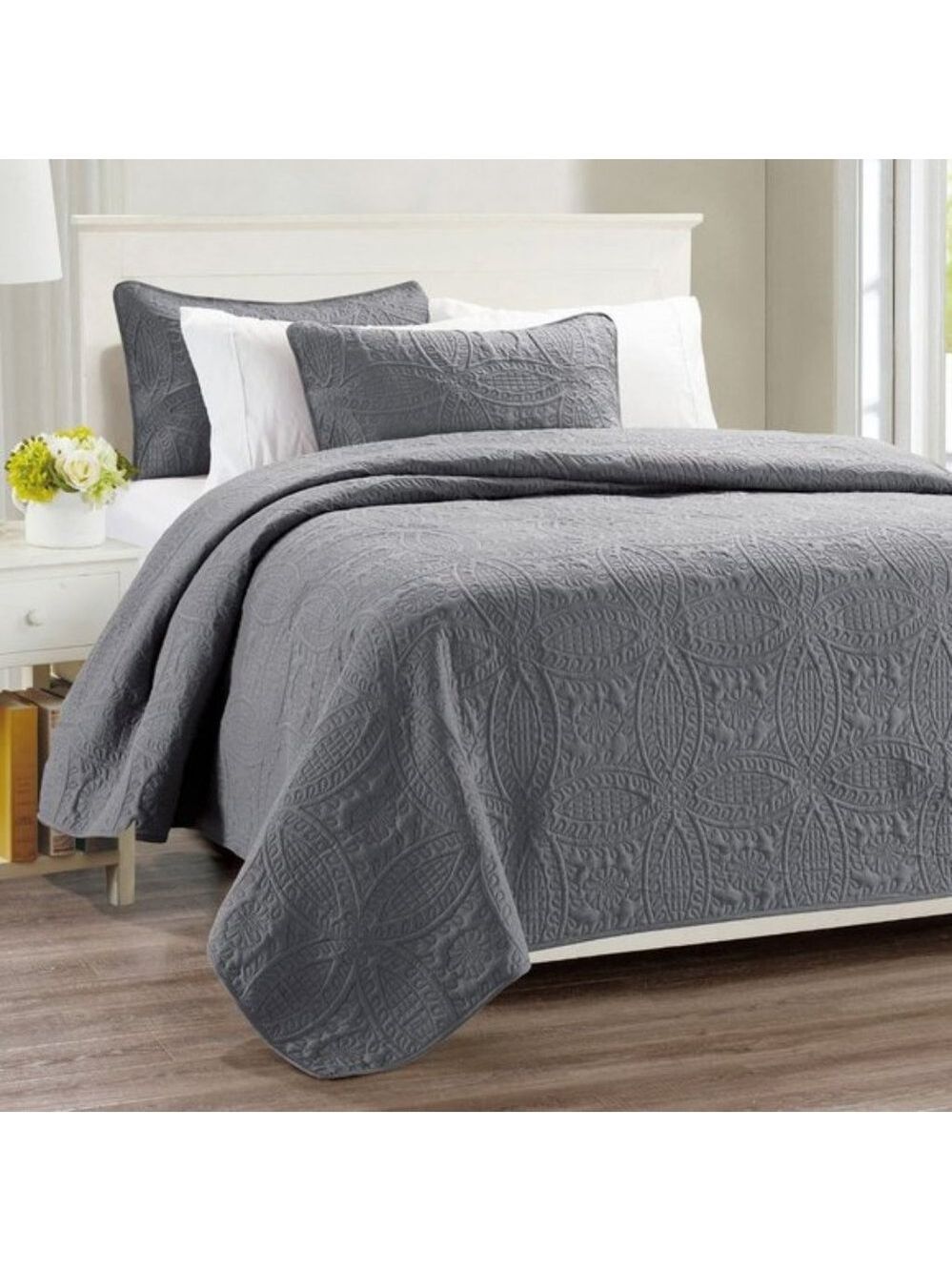 🌟Millano Chambrey 3 Piece Quilt Set Grey